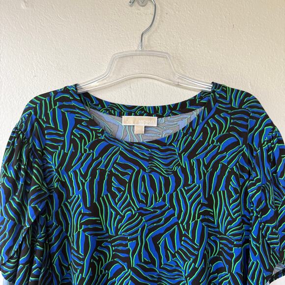 Michael Kors Liquid Knit blue black short sleeve blouse size 3X - Picture 3 of 10